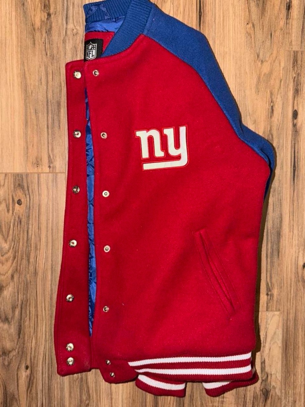 NFL Mens Red & Blue 'NY' Varsity Style Jacket
